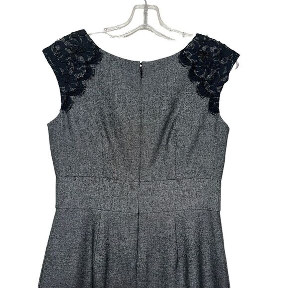 Eliza J Petite Sheath Dress Women's Heather Gray w/ Black Lace Beaded 6P - Picture 8 of 14